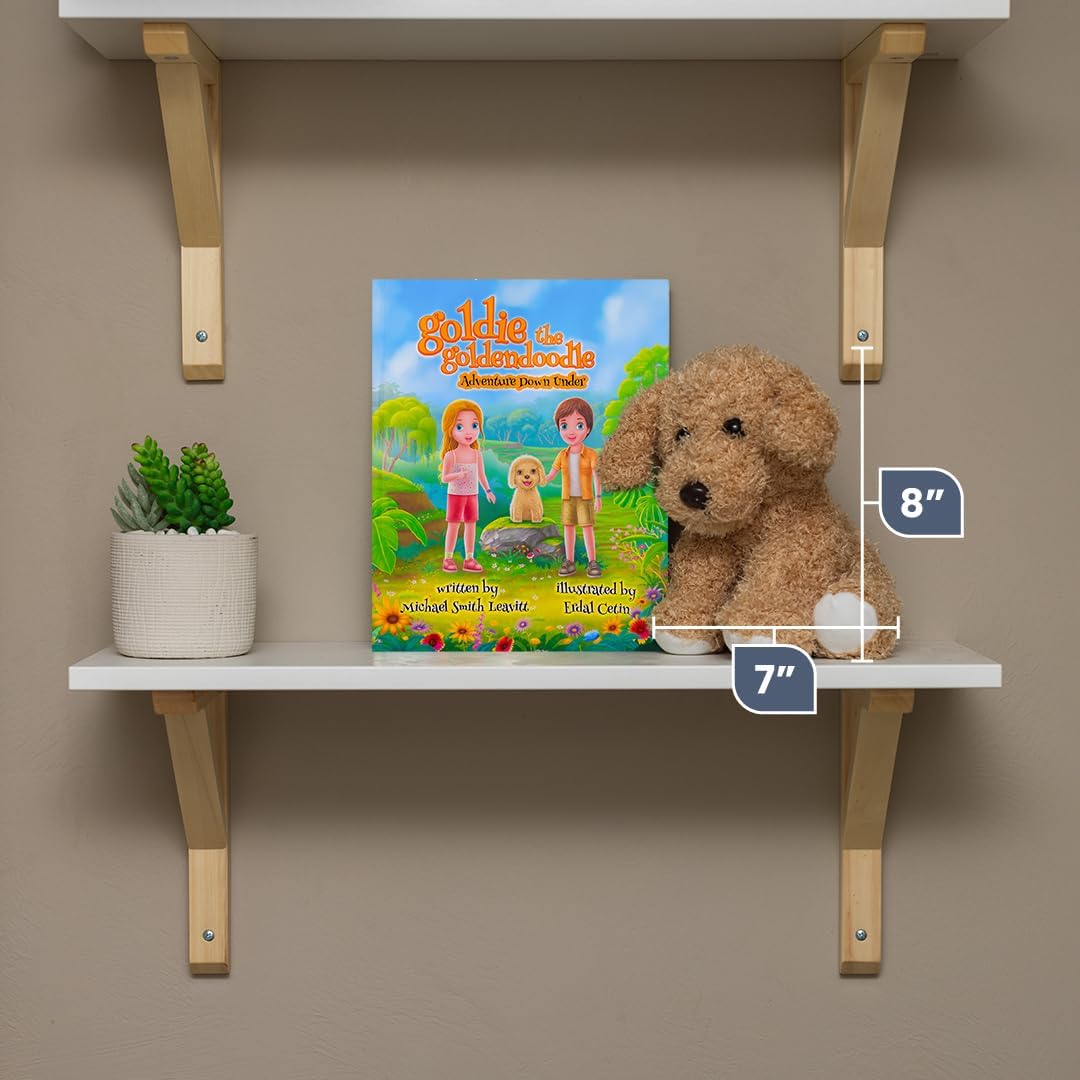 Goldie The Goldendoodle Adventure Down Under - Children's Book & Stuffed Dog Plushie Set - Eye-Catching Full Color Illustrations - Dog Stuffed Animal & Kids Book Bundle for Ages 3-8 Years