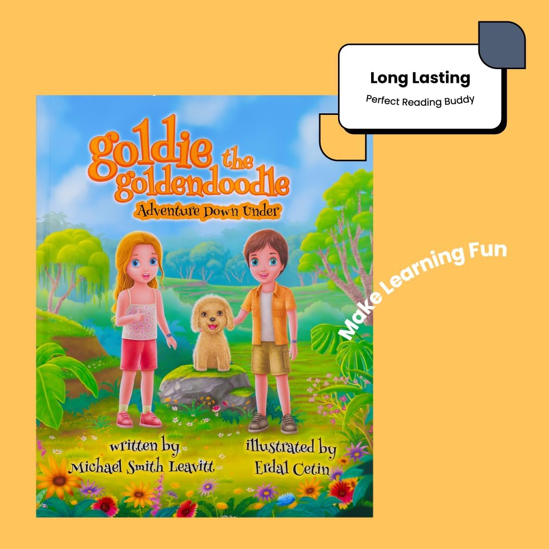 Goldie The Goldendoodle Adventure Down Under - Children's Book & Stuffed Dog Plushie Set - Eye-Catching Full Color Illustrations - Dog Stuffed Animal & Kids Book Bundle for Ages 3-8 Years