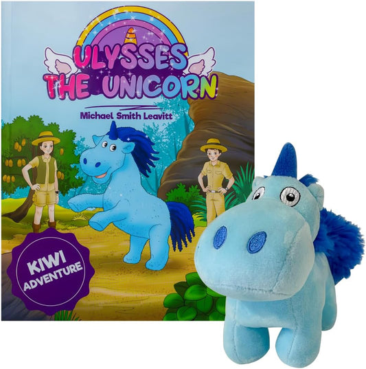 Ulysses The Unicorn - Kiwi Adventure - Children's Book & Stuffed Unicorn Plushie Set - Eye-Catching Full Color Illustrations - Unicorn Stuffed Animal & Kids Book Bundle for Ages 3-8 Years