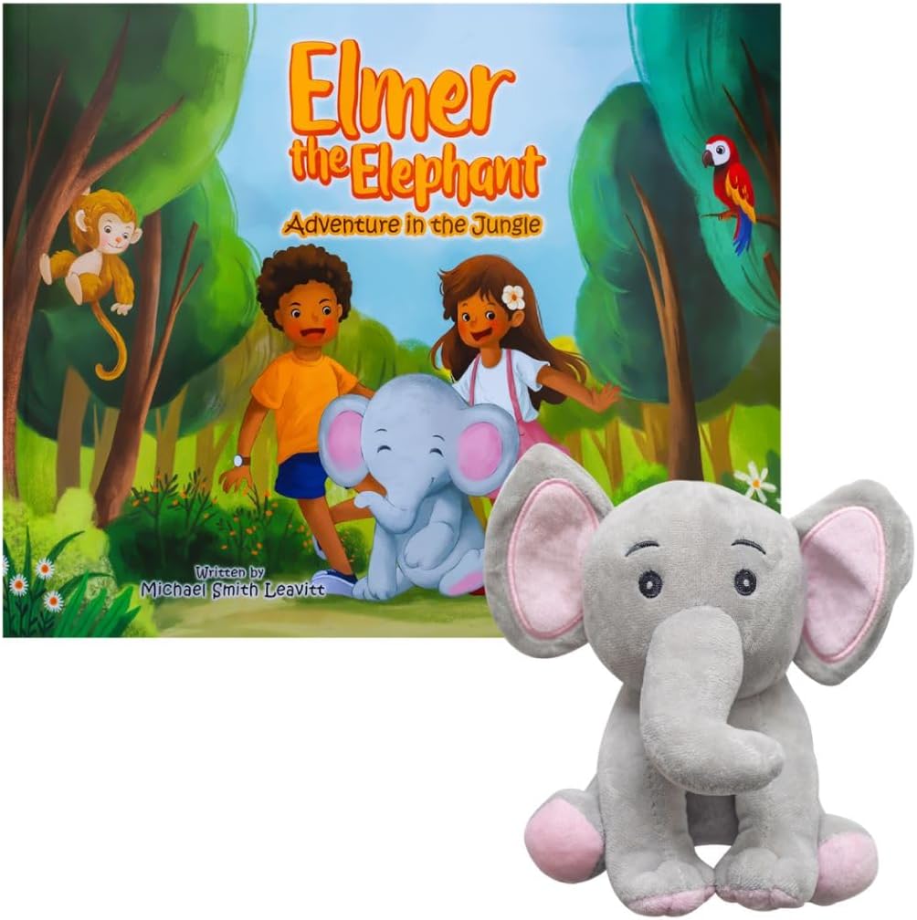 Elmer the Elephant - Adventure in the Congo - Children's Book & Stuffed Elephant Plushie Set - Eye-Catching Full Color Illustrations - Elephant Stuffed Animal & Kids Book Bundle For Ages 3-8 Years