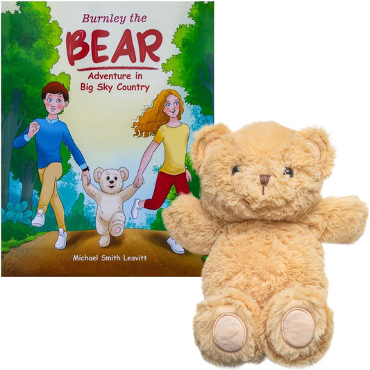 Burnley the Bear - Adventure in Big Sky Country - Children's Book & Stuffed Bear Plushie Set - Eye-Catching Full Color Illustrations - Stuffed Teddy Bear & Kids Book Bundle For Ages 3-8 Years