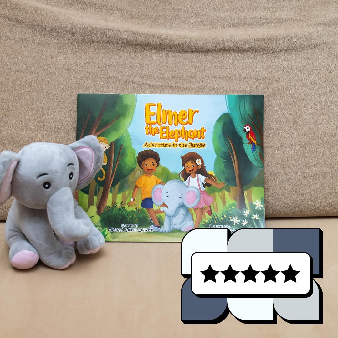 Elmer the Elephant - Adventure in the Congo - Children's Book & Stuffed Elephant Plushie Set - Eye-Catching Full Color Illustrations - Elephant Stuffed Animal & Kids Book Bundle For Ages 3-8 Years